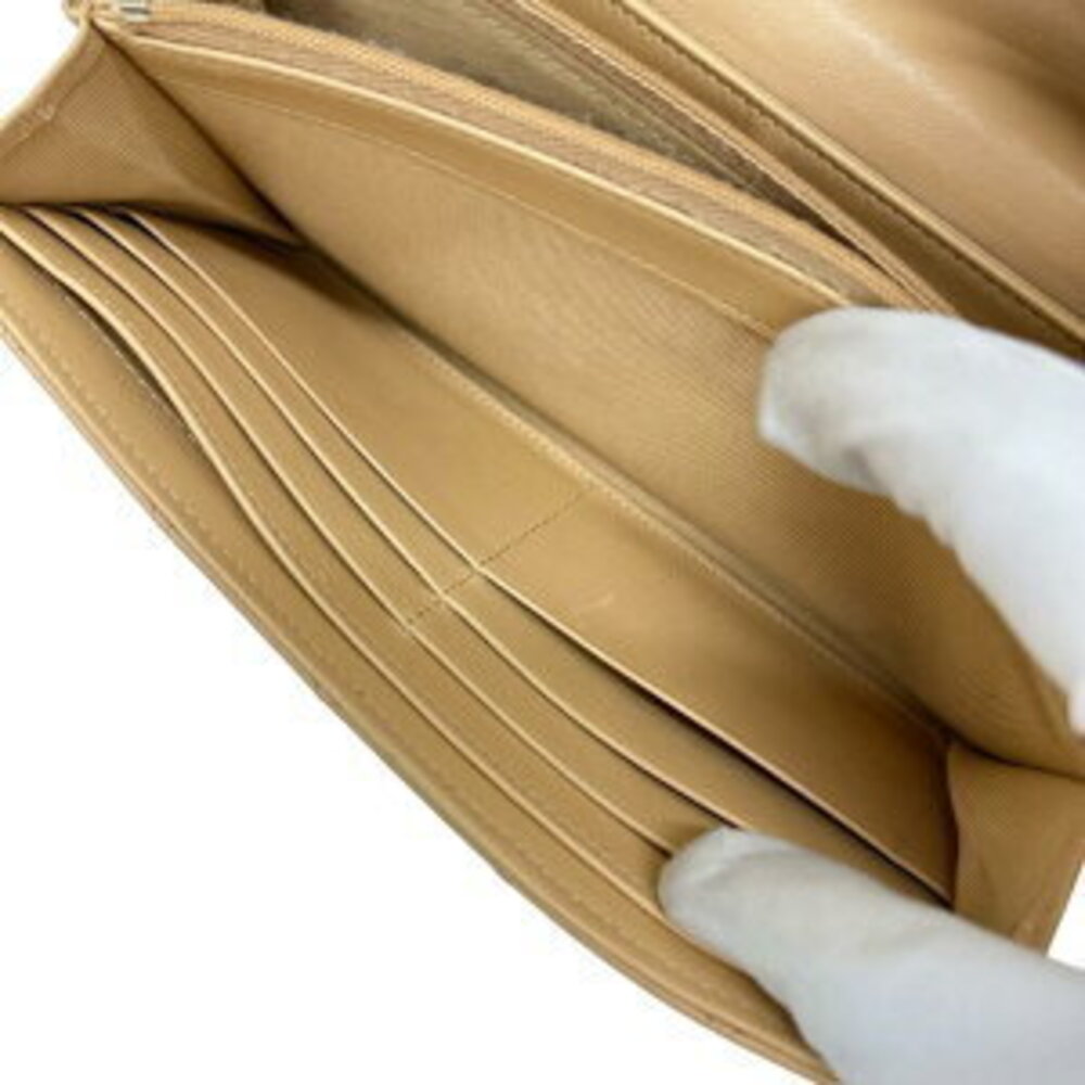 Chanel Lambskin Long Card BL Tan Bifold Beige Wallet Matelasse MaMox GG Shoulder - Picture 7 of 8